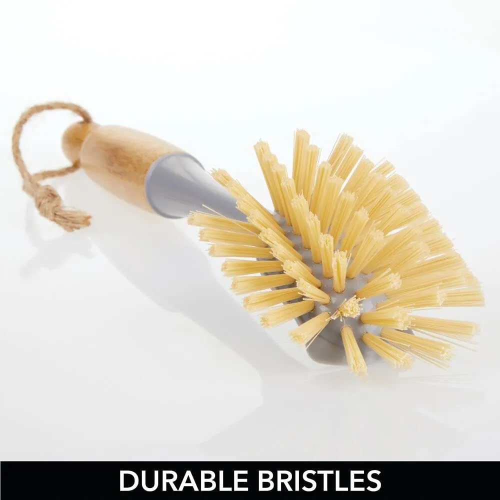 mDesign Spülbürste Bambus 2er-Set grau Küchenbürste