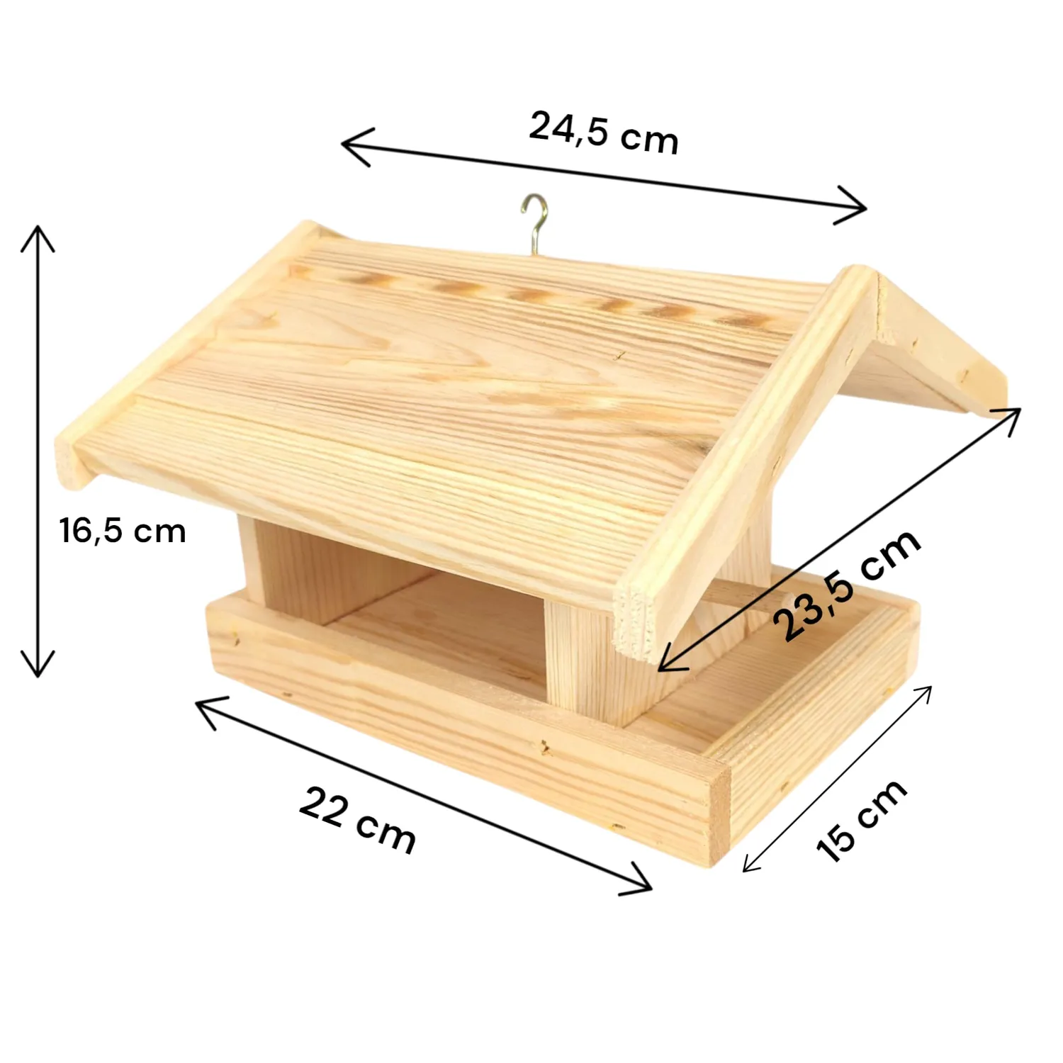GoodFreshDecor Vogelhaus Futterhaus 24,5 cm braun Haken