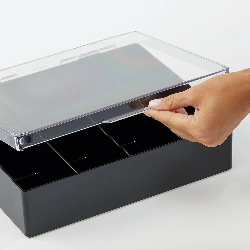 mDesign Teedose Aufbewahrungsbox 8 Fächer schwarz