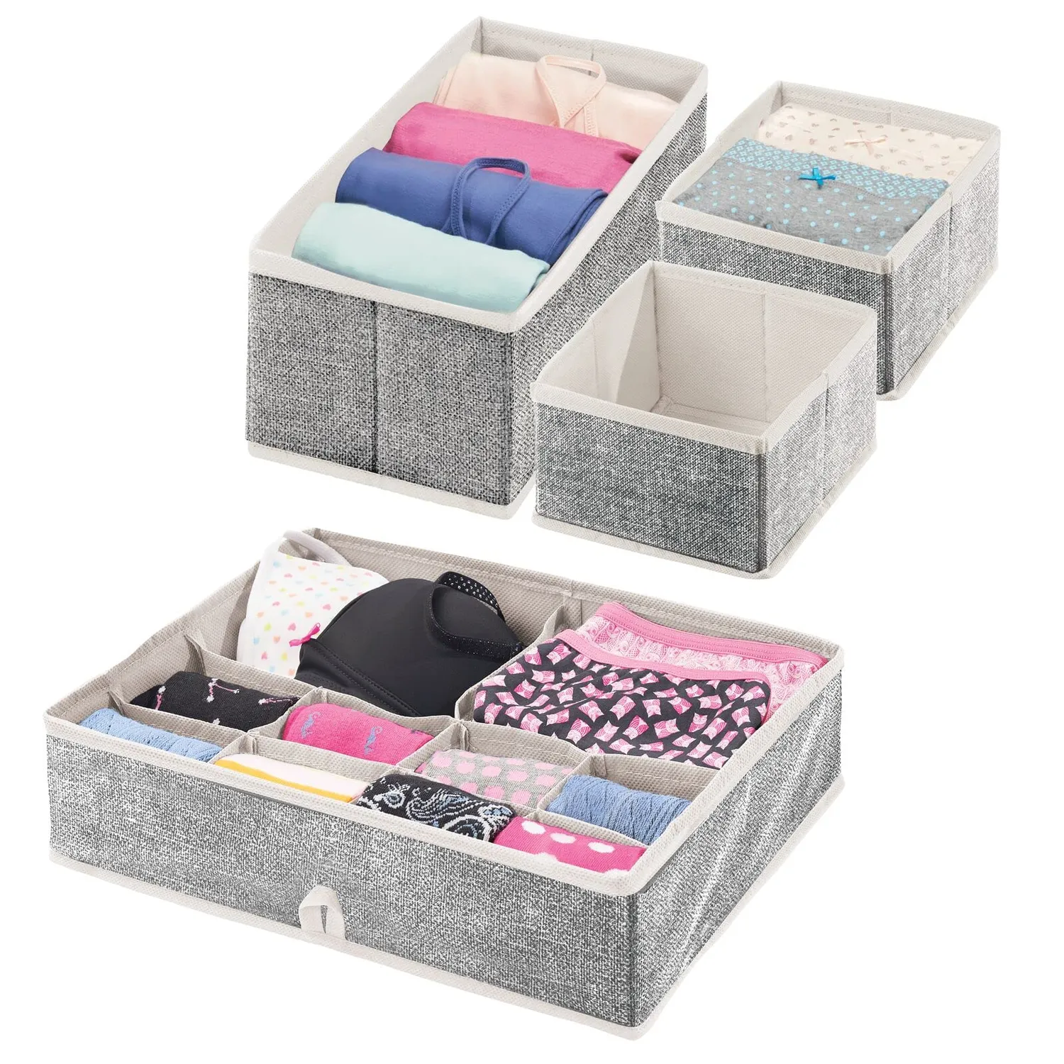 mDesign Schrank Organizer 8er Set creme Stoffboxen