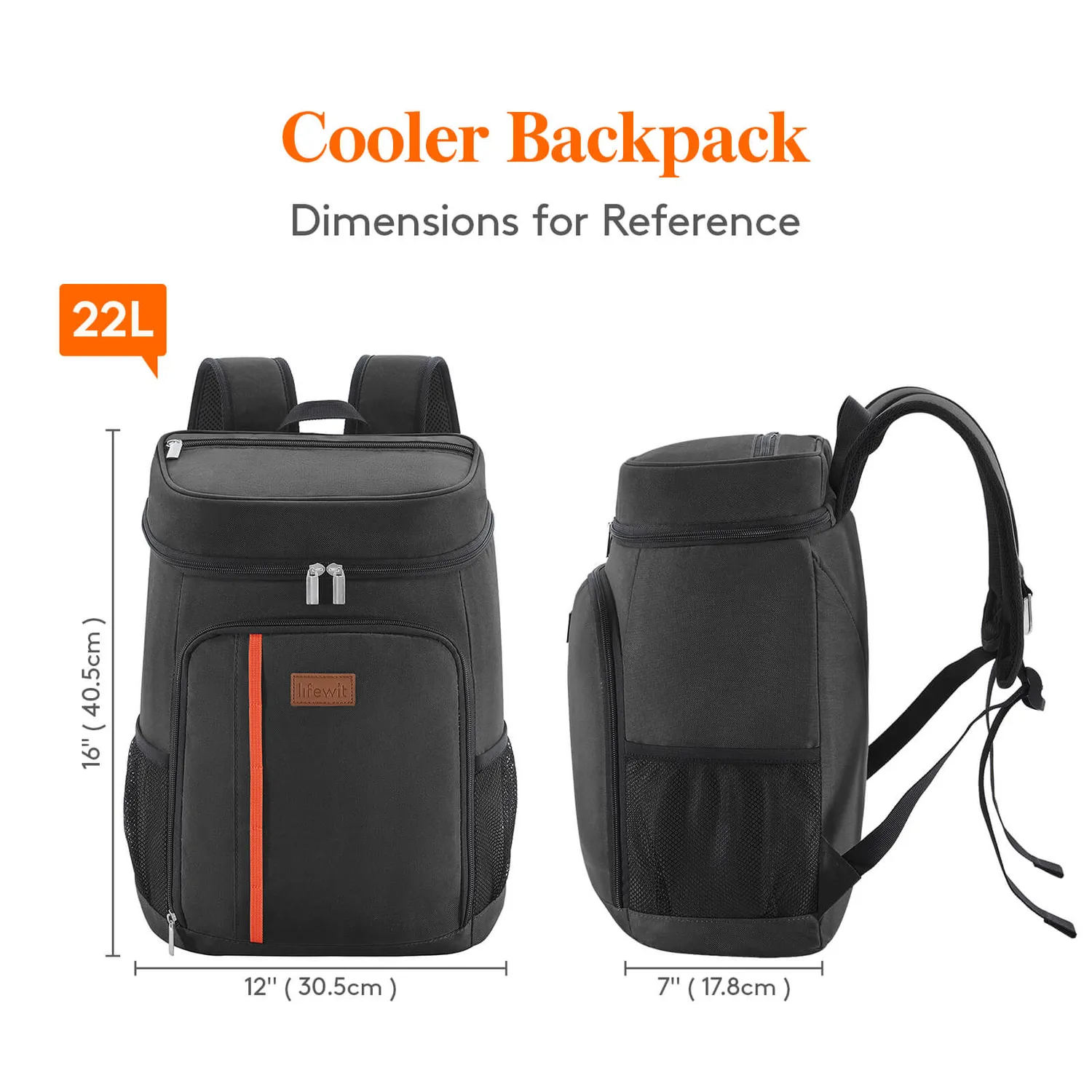 Lifewit Kühlrucksack 30 Dosen Schwarz 30 L