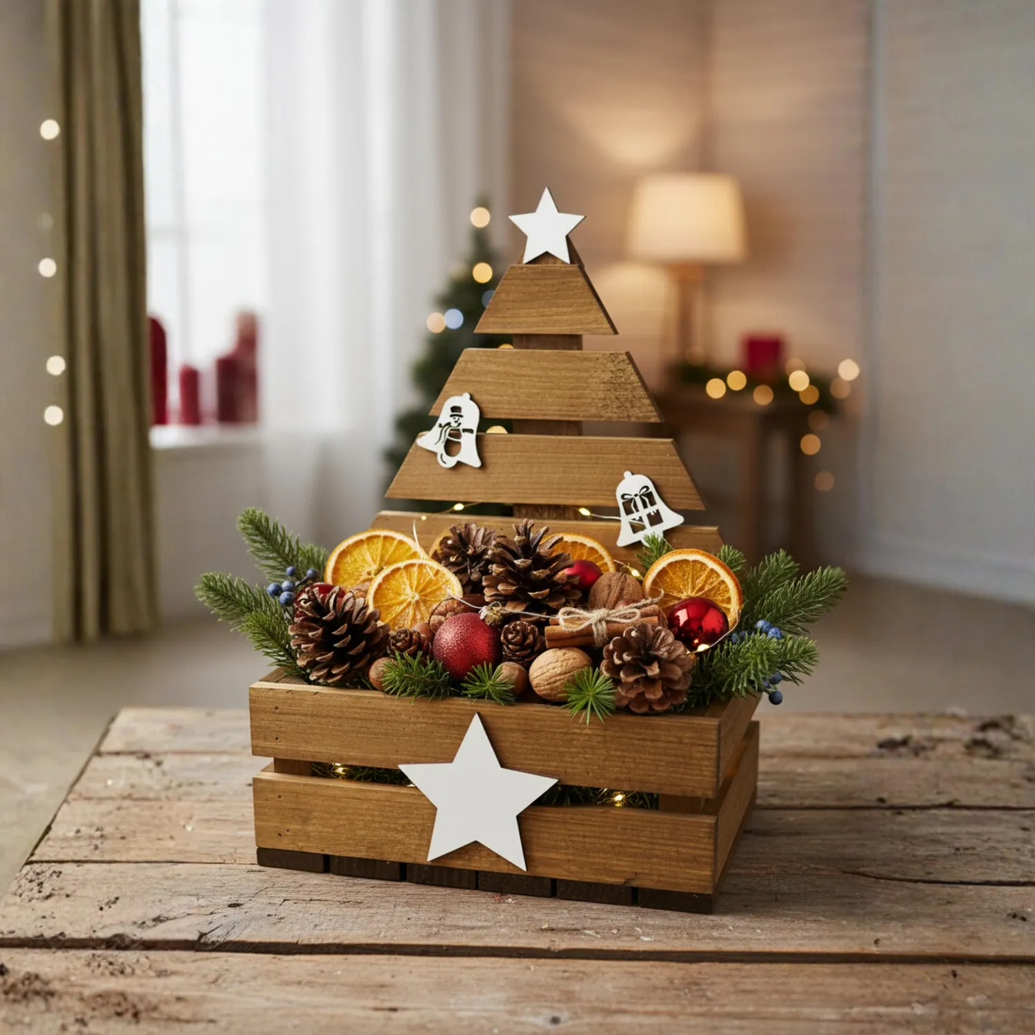 GoodFreshDecor Weihnachtsbaum Holzkiste 30x20x40 cm Braun