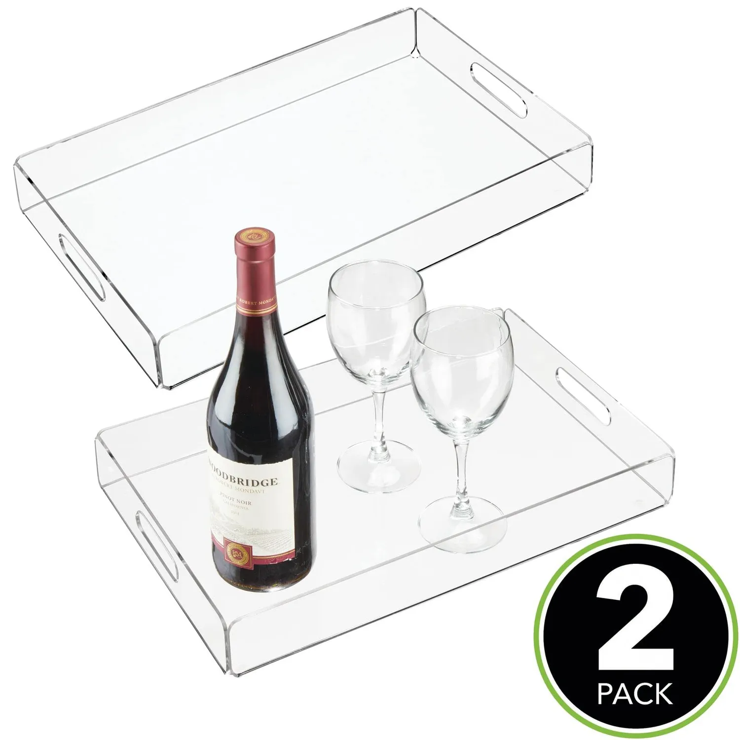 mDesign Serviertablett Transparent 2er Set Griffe