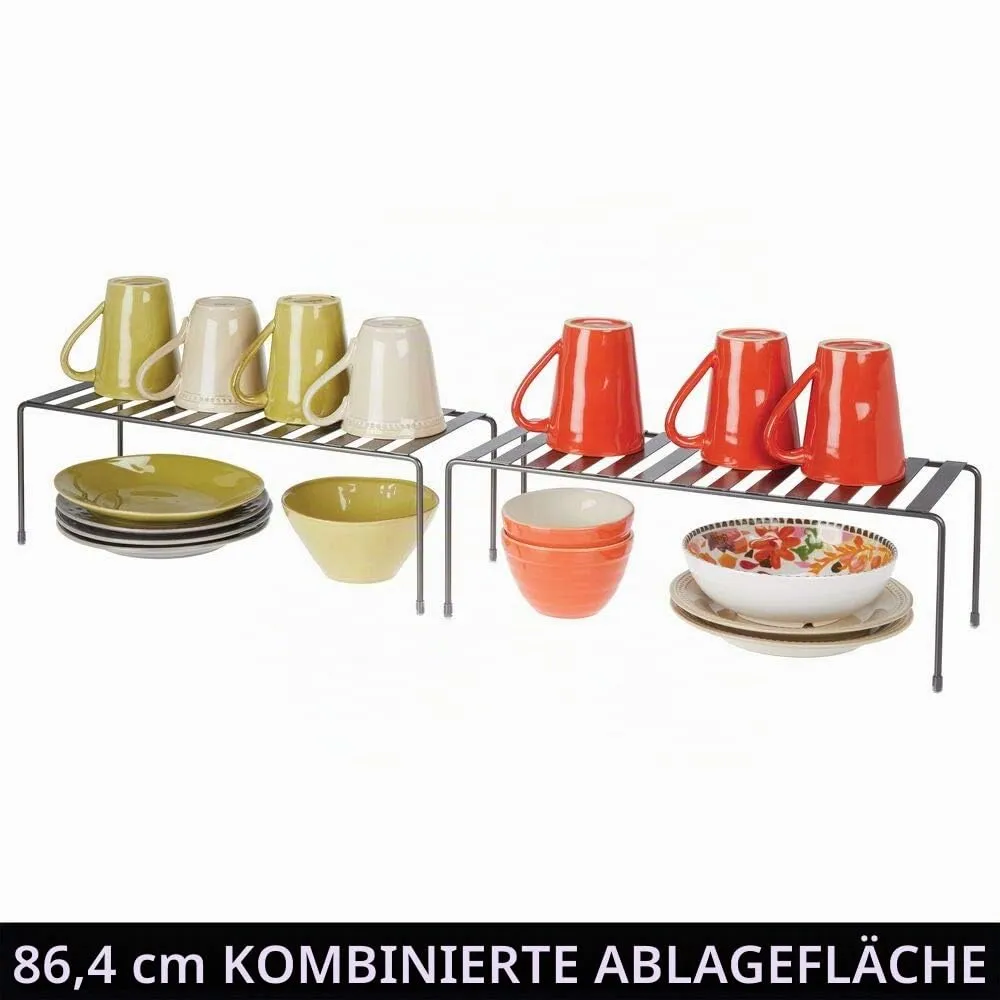 mDesign Küchenregal 2er-Set Metall dunkelgrau extra groß