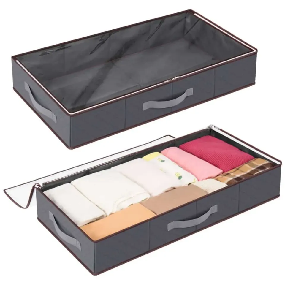 Lifewit Unterbett Tasche Grau 49,8 L 2er Pack Stoff