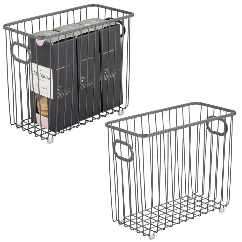 mDesign Küchenkorb Drahtkorb Metall mit Griffen 2er-Set