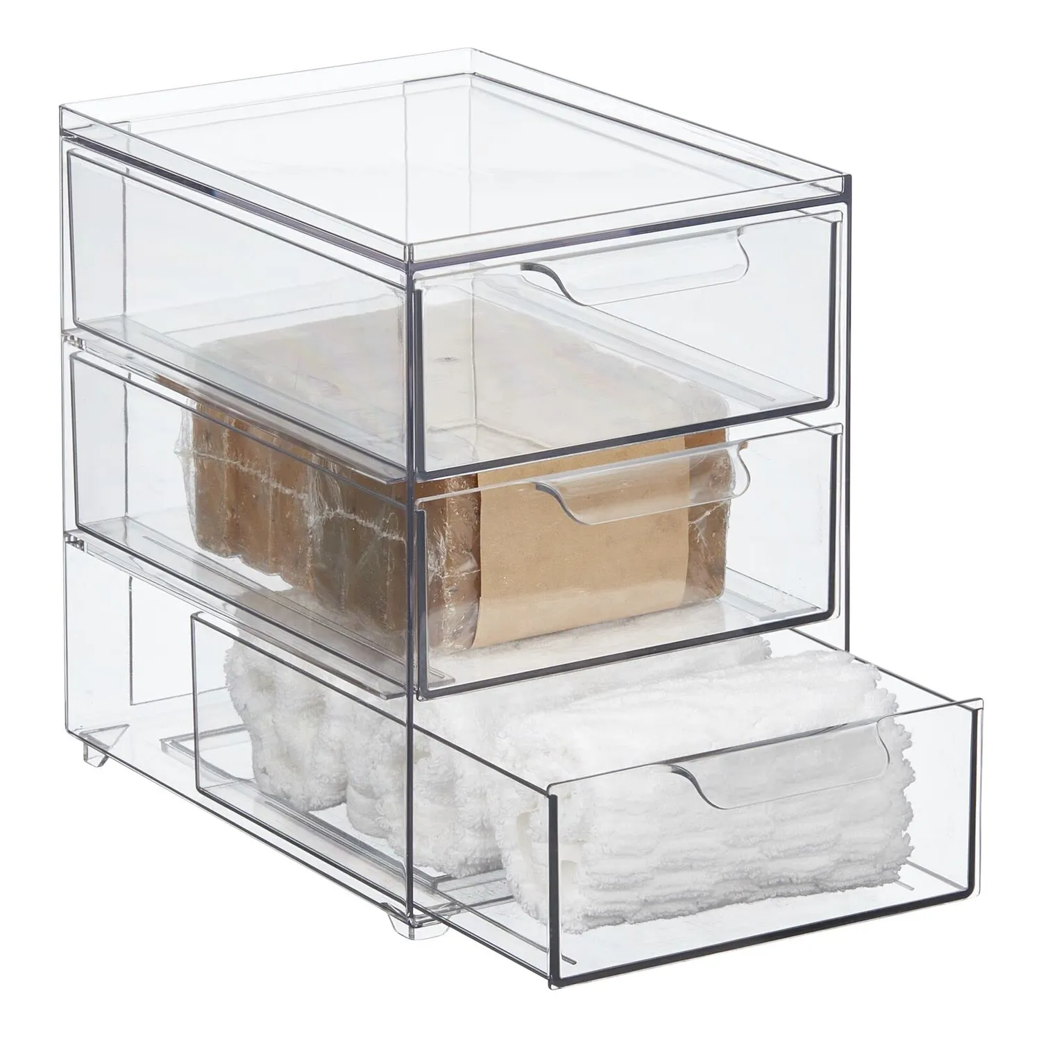 mDesign Schubladenbox Kunststoff 3 Schubladen 2er-Set