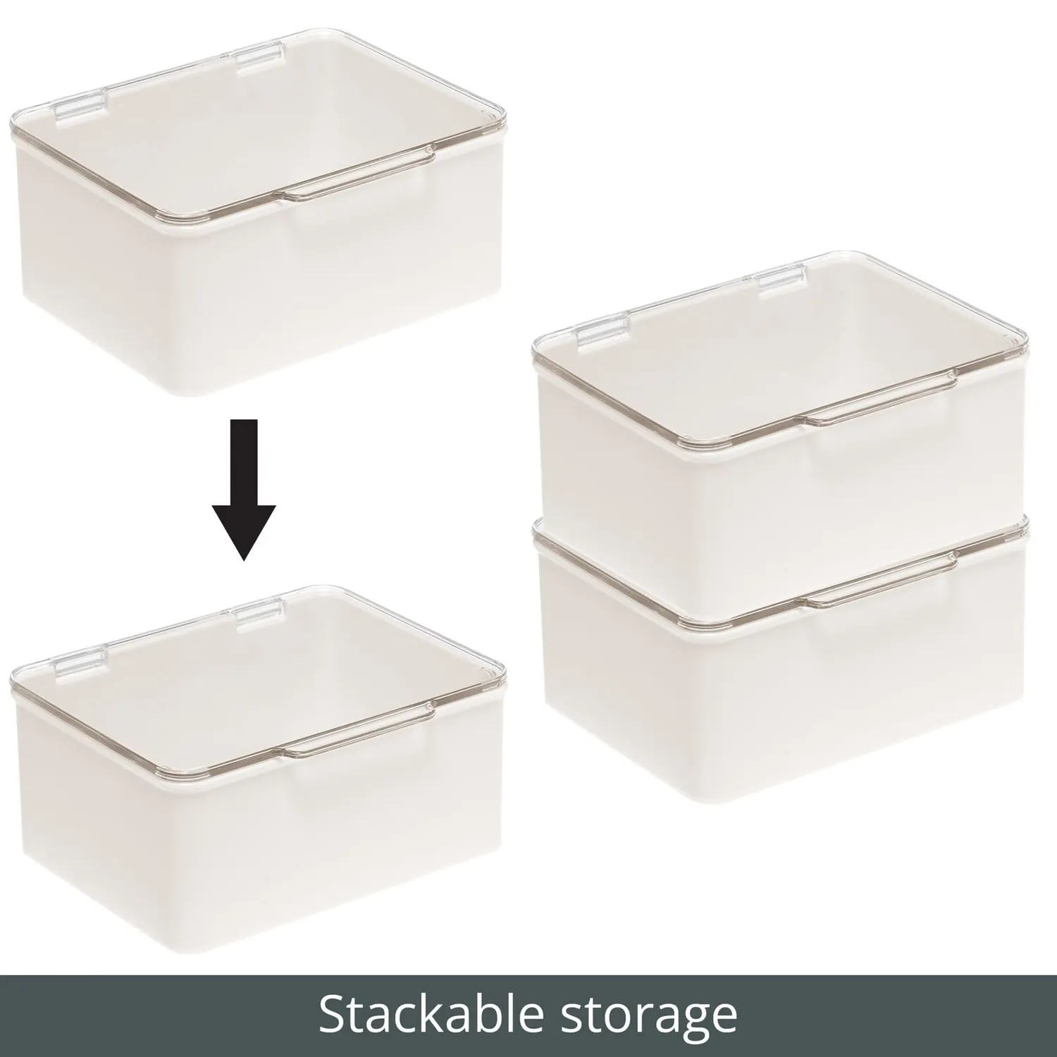 mDesign Aufbewahrungsbox Bastel Creme 2er-Set klein