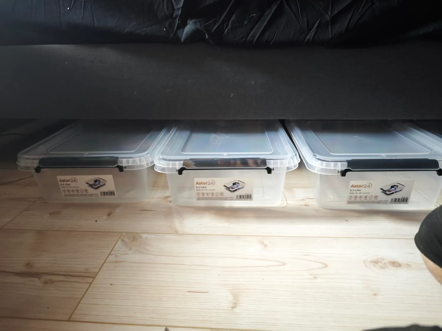 astor24 Aufbewahrungsbox 8,5L transparent 4er-Set Deckel