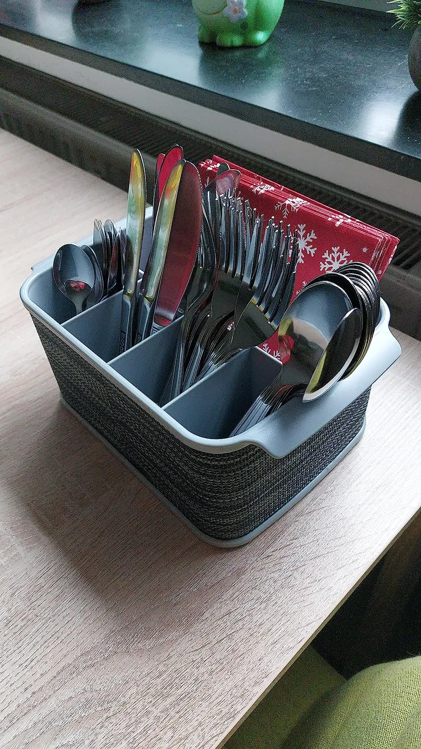 mDesign Besteckhalter mit Griffen Besteckkorb Weiß 5 Fächer