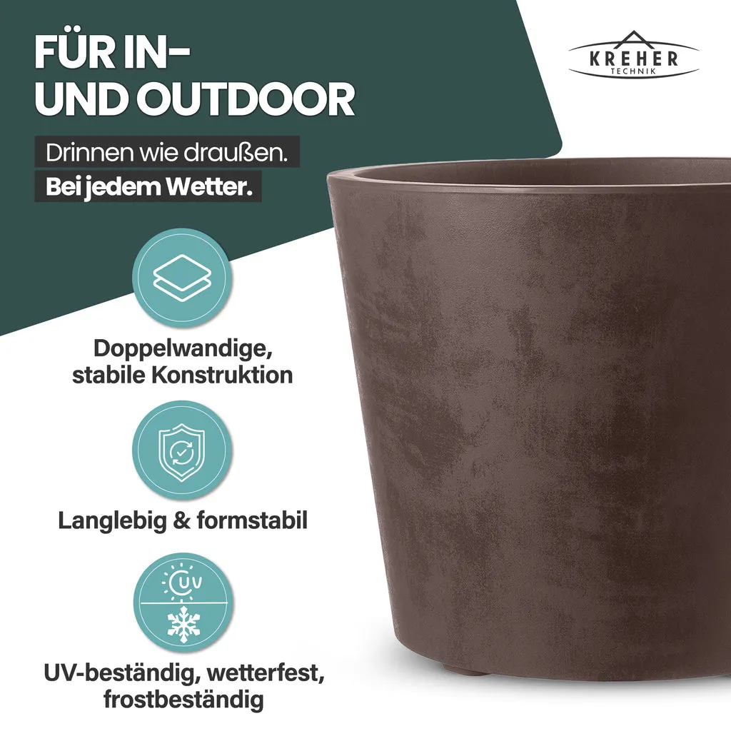 Kreher Millennium XXL Pflanzkübel 80 L Braun rollbar