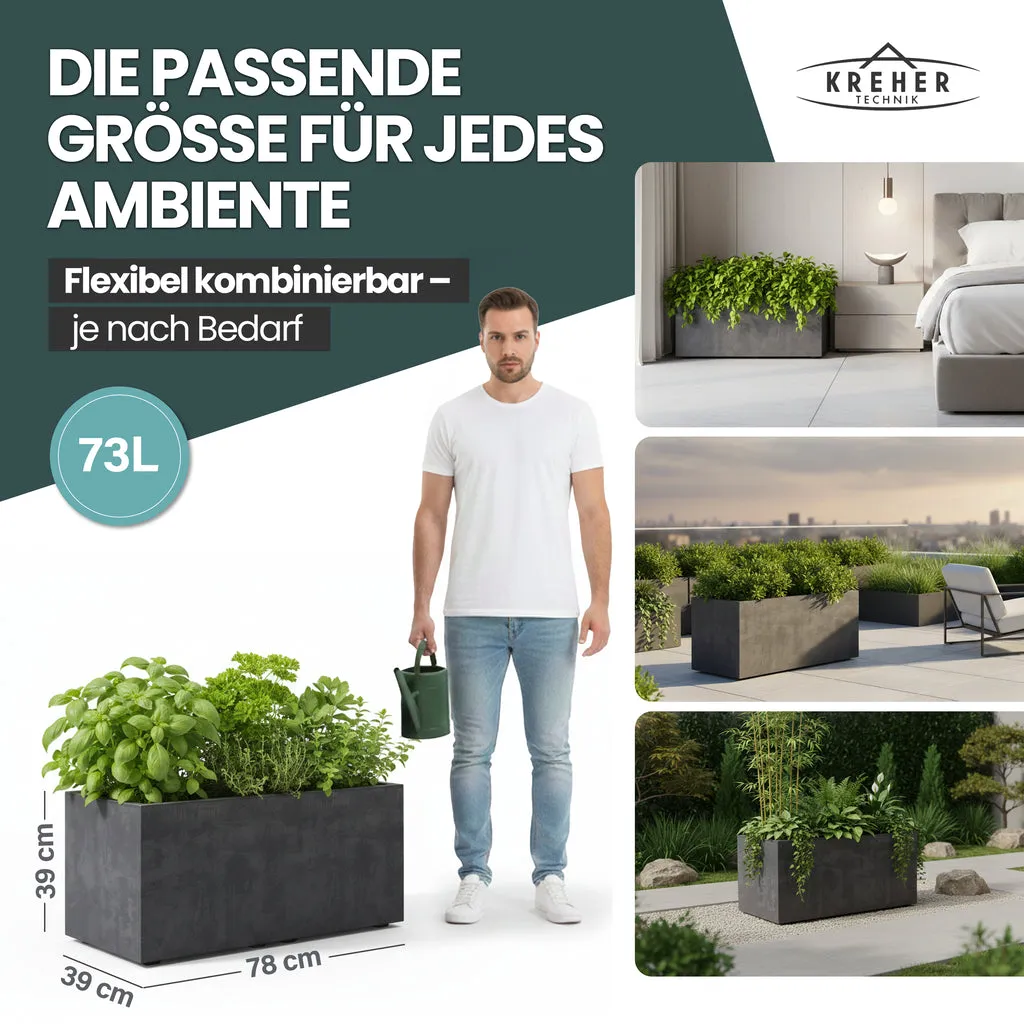 Kreher Millennium Pflanzkübel 73L anthrazit rechteckig 78cm