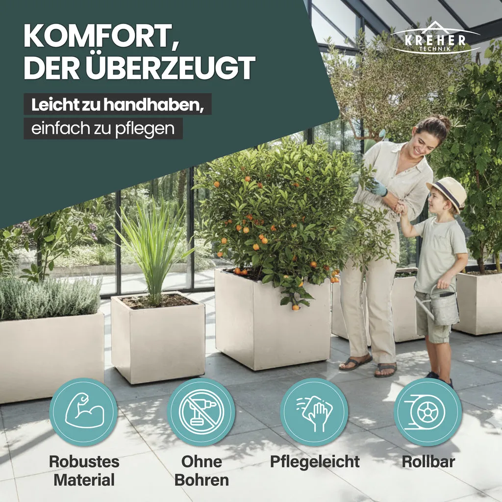 Kreher Millennium Fence Pflanzkasten Creme Weiß 3 Stück 93 L