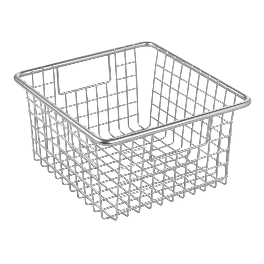 mDesign Gitterbox Drahtkorb silber 4er-Set mit Griffen