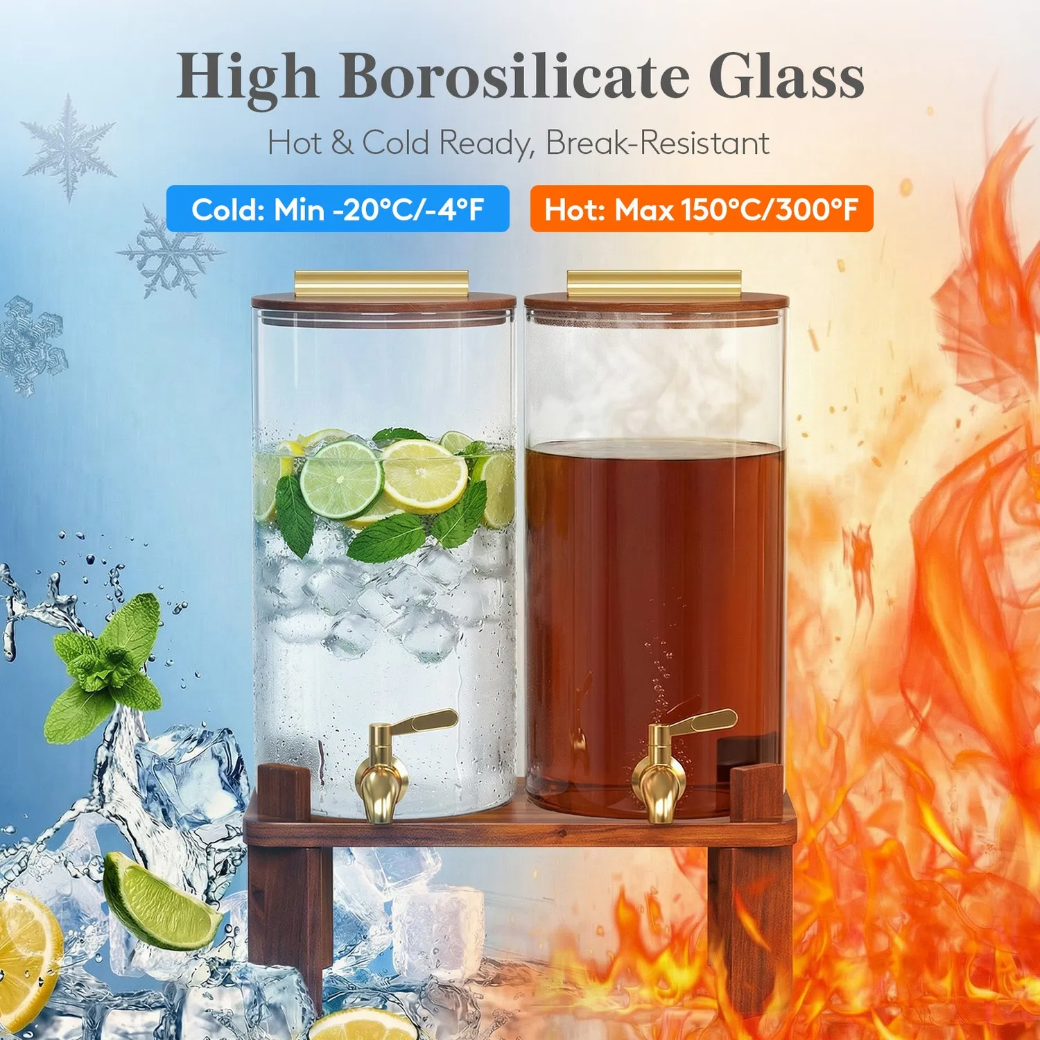Lifewit Getränkespender Glas 5,7 L mit Ständer