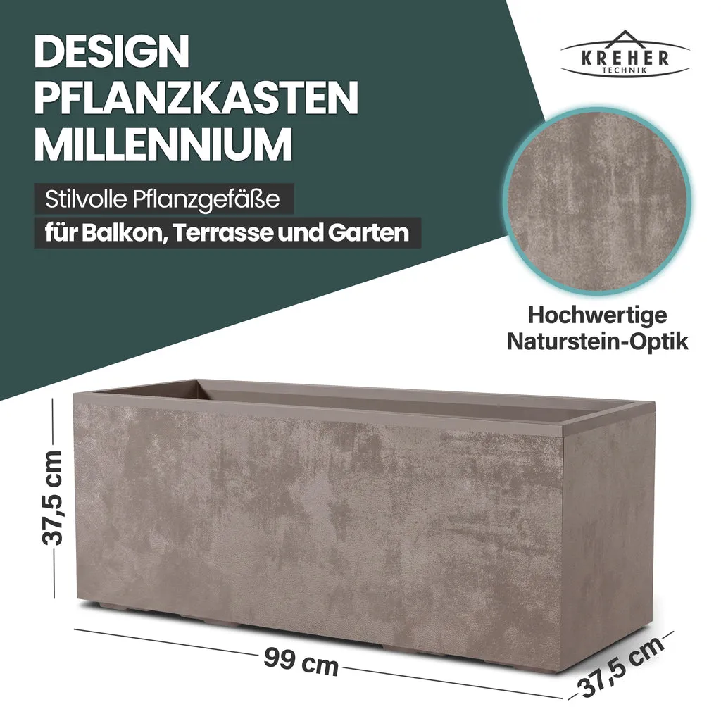 Kreher Millennium Pflanzkübel 100 Liter Sandbraun rollbar