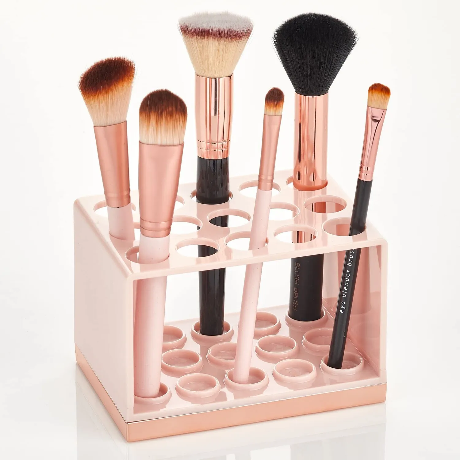 mDesign Kosmetik Organizer 15 Fächer hellrosa-rotgold für Stifte