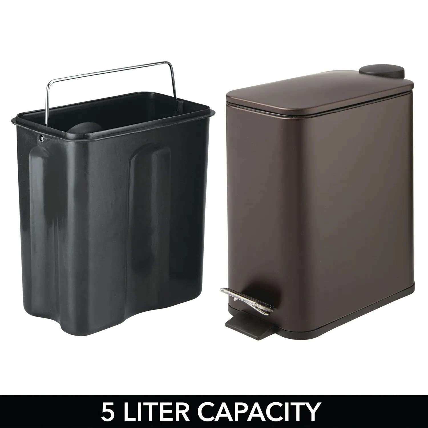 mDesign Tretmülleimer 5 L bronze Metall mit Pedal