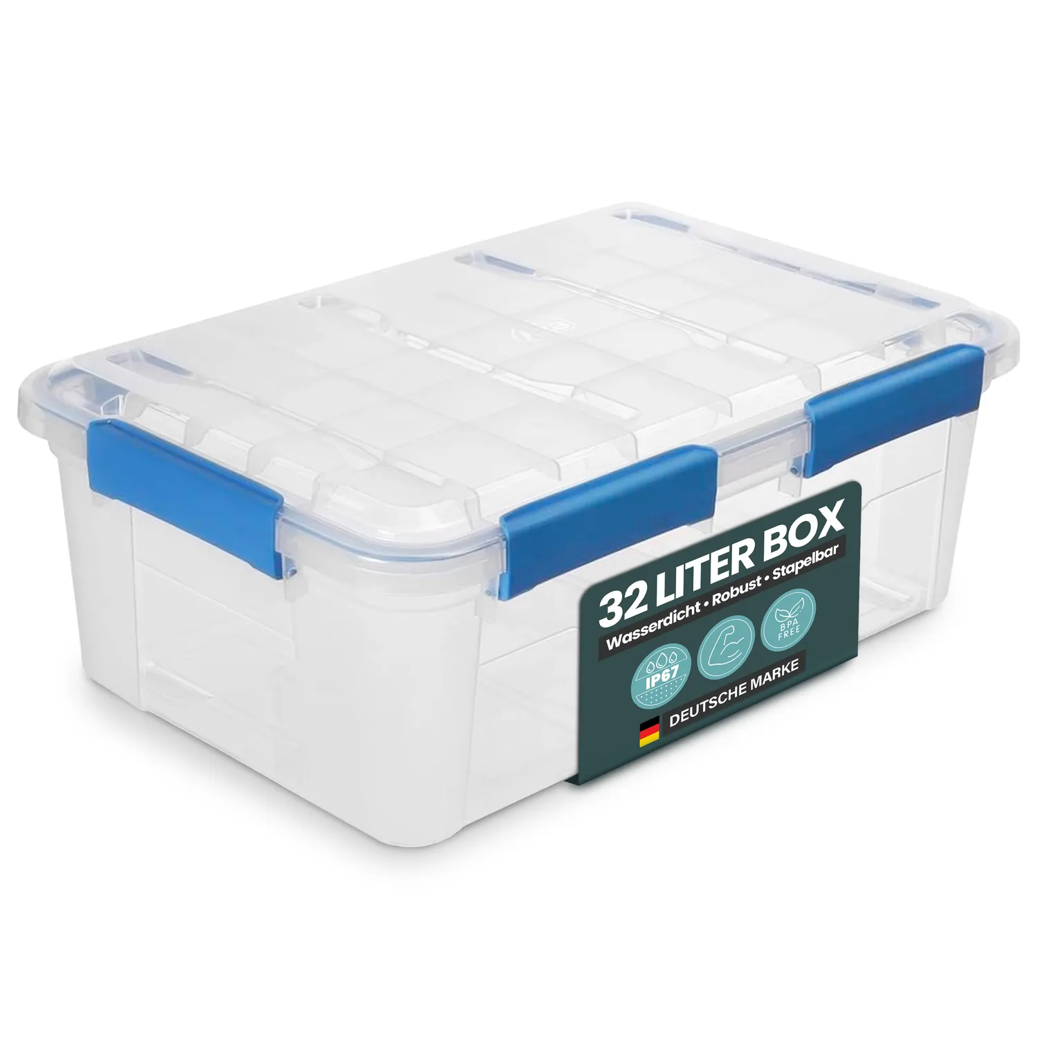 Kreher Aufbewahrungsbox IP67 50 Liter transparent Deckel