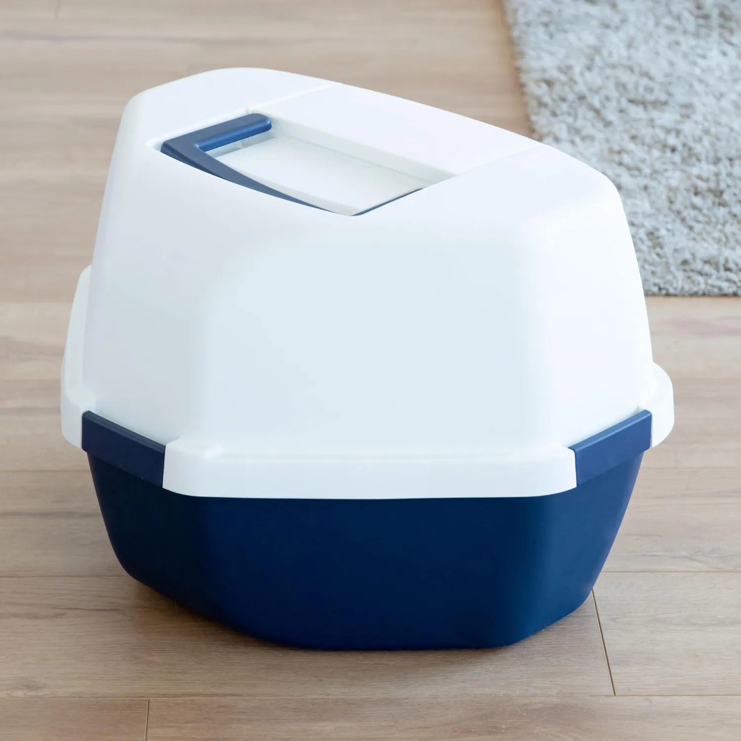 Iris Ohyama CLH-17J Katzenklo mit Deckel Blau Schaufel bis 4 kg