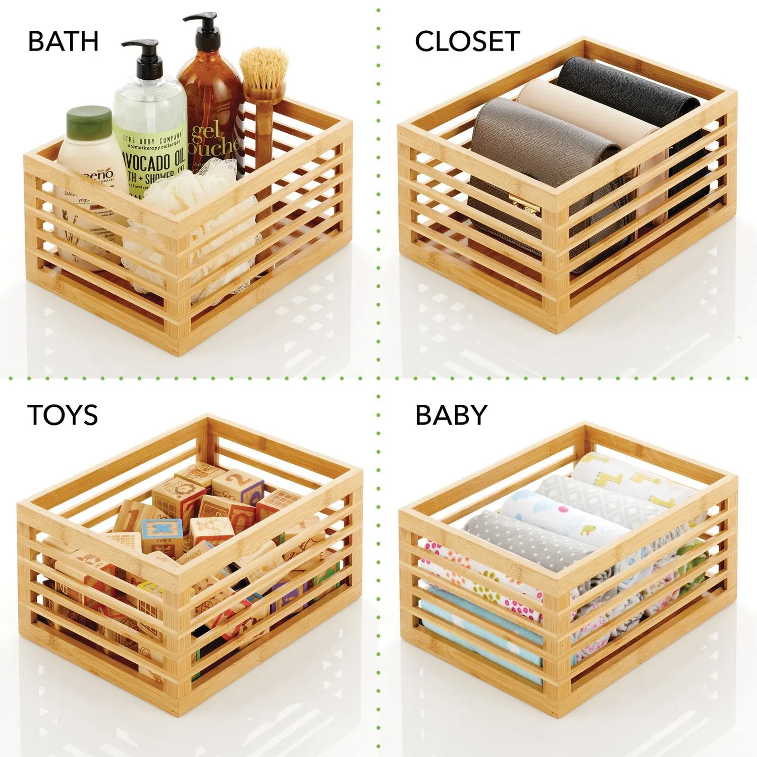 mDesign Küchen Organizer Bambus 6er-Set natur 30,5 cm