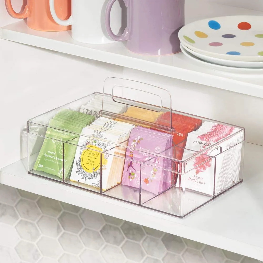 mDesign Küchen Organizer 8 Fächer transparent mit Griff