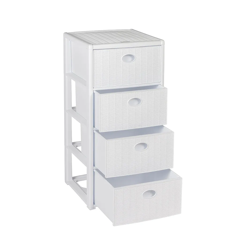Kreher Rattan Schubladentower Schubladenbox Grau rollbar