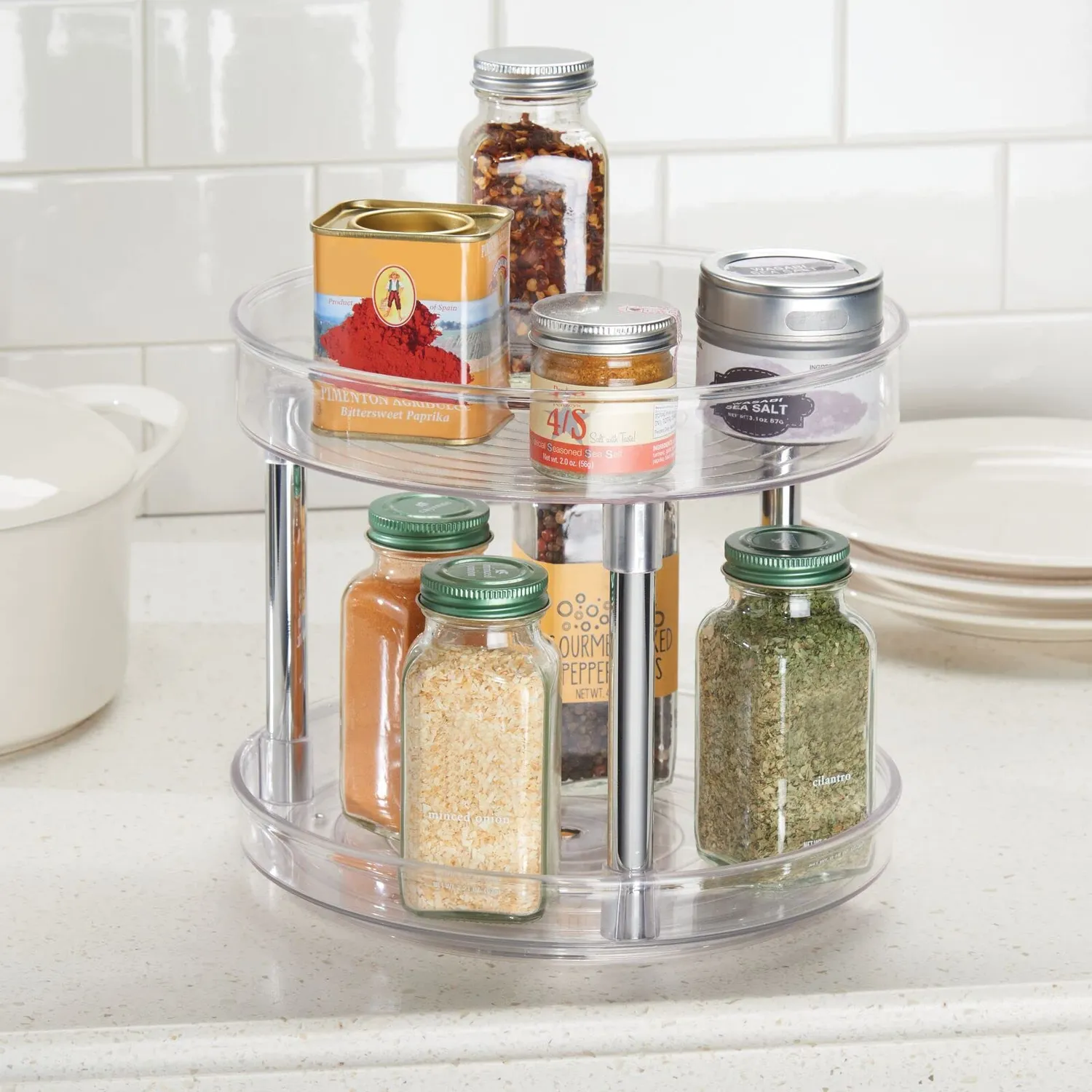 mDesign Lazy Susan Gewürzregal Dreh 2-stöckig 2er-Set