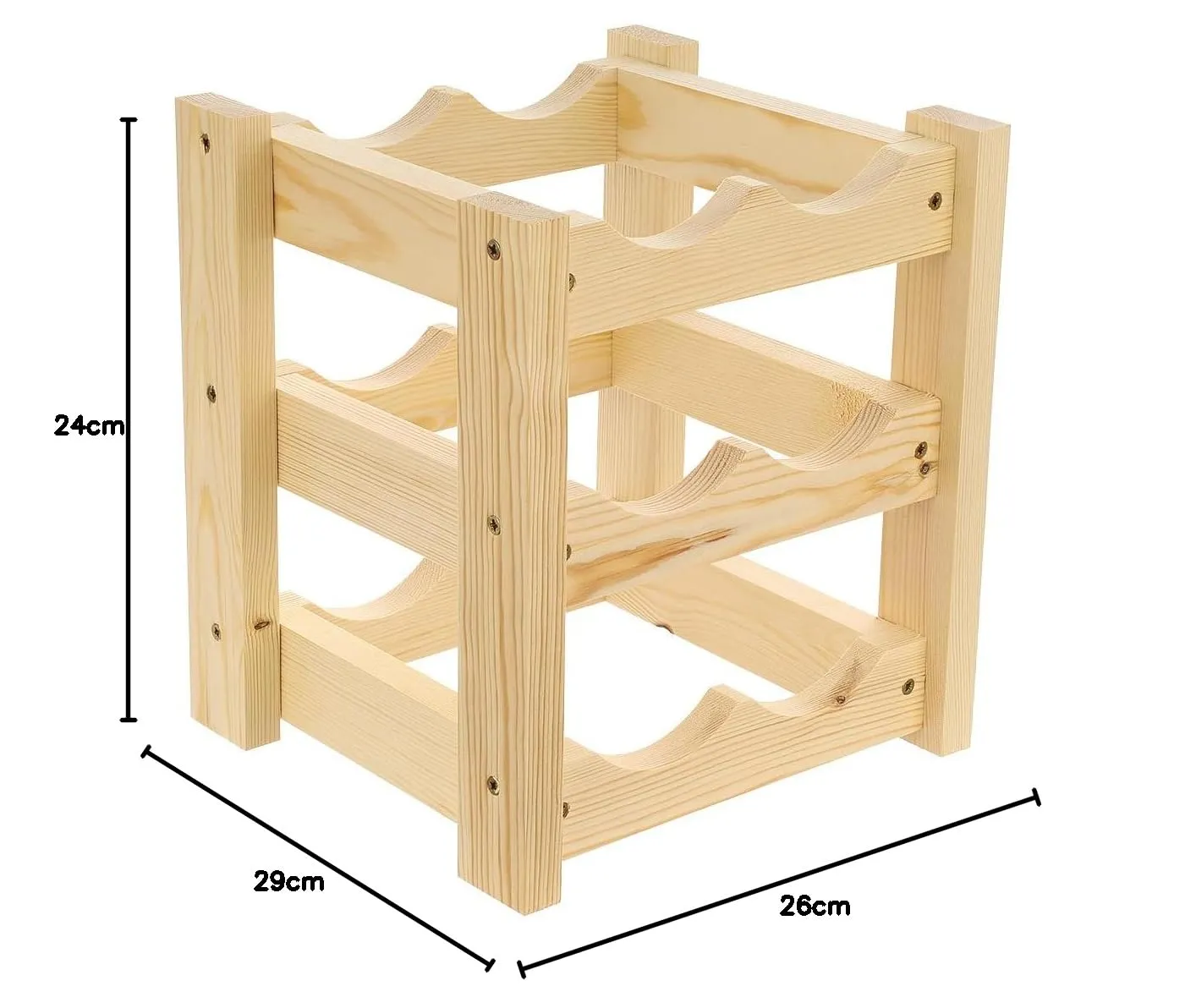 GoodFreshDecor Weinregal Holz für 6 Flaschen 26x24x29 cm Kiefer