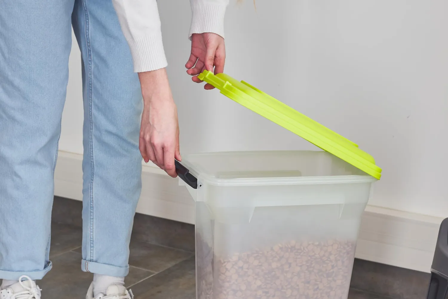 Iris Ohyama ATS-M Futterbox 20L Pistazie luftdicht mit Rollen