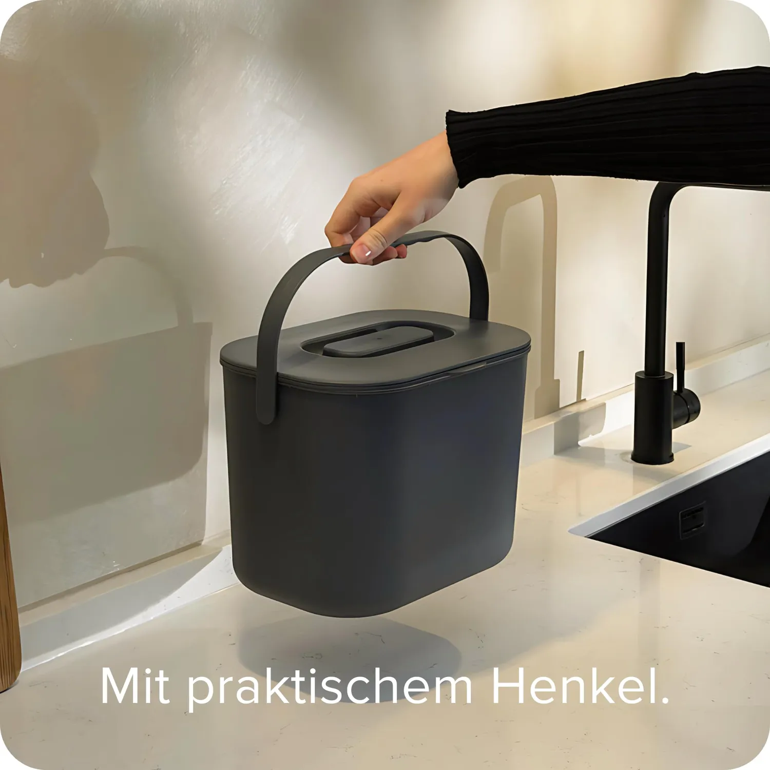 Black Sweden Home Biomülleimer 7L Anthrazit Grau Sieb