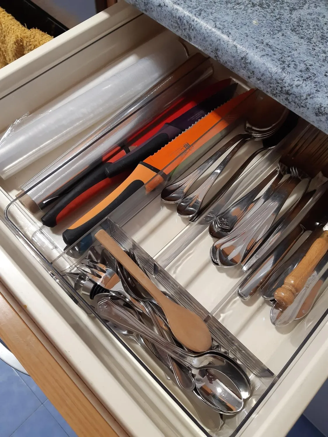 mDesign Schubladenbox Besteckkasten 6 Fächer transparent
