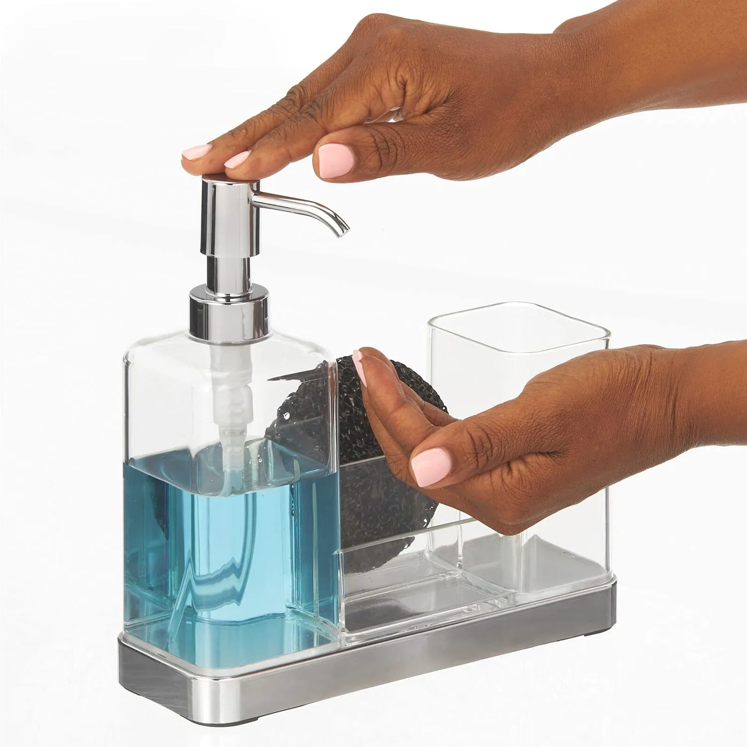 mDesign Omni Seifenspender Organizer chrom 473ml
