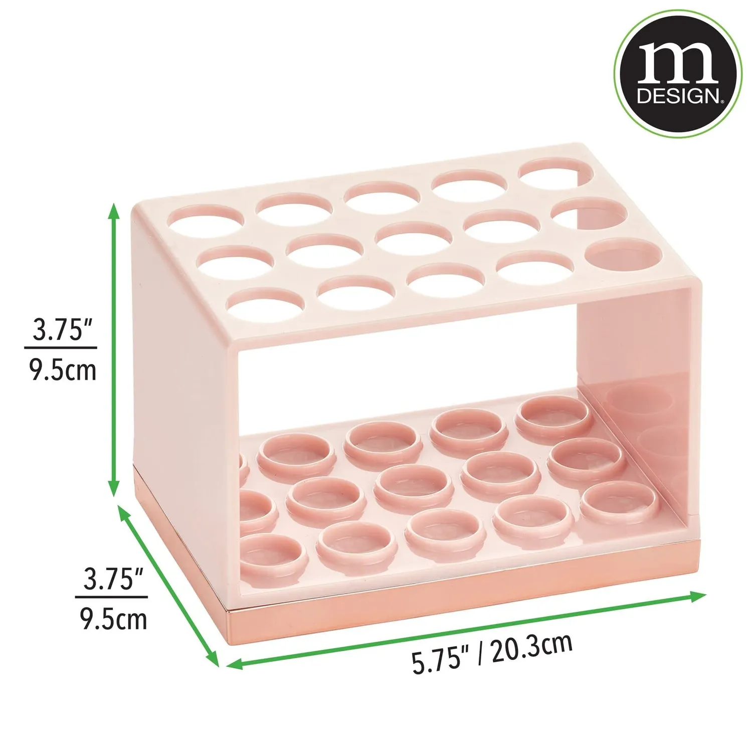 mDesign Kosmetik Organizer 15 Fächer hellrosa-rotgold für Stifte