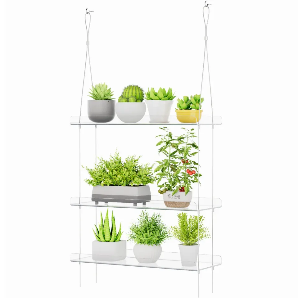 Lifewit Pflanzenregal Hängend 3 Ebenen Acryl 15 Zoll