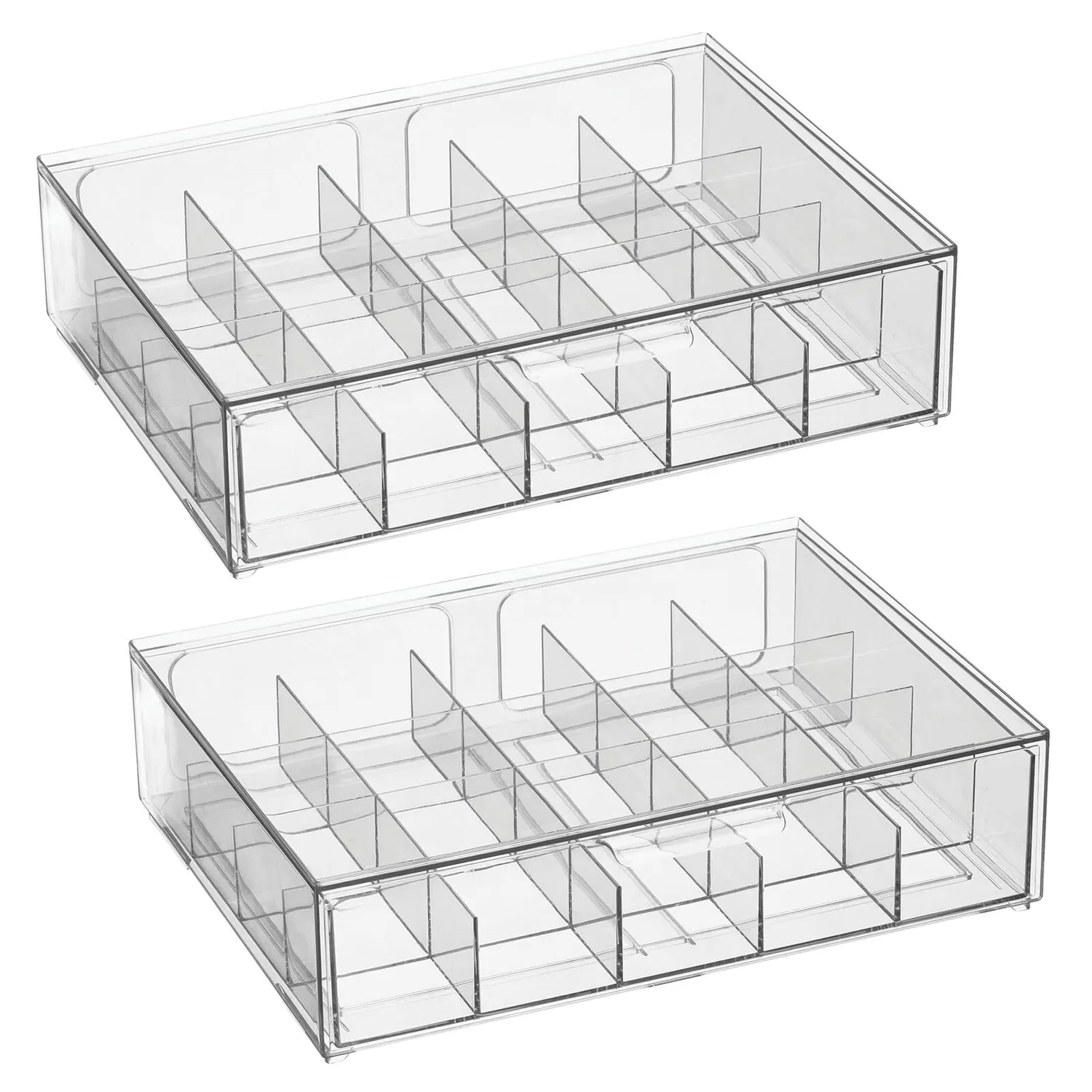 mDesign 23049MDKEU Teekiste Aufbewahrungsbox durchsichtig 2er-Set 20 Fächer