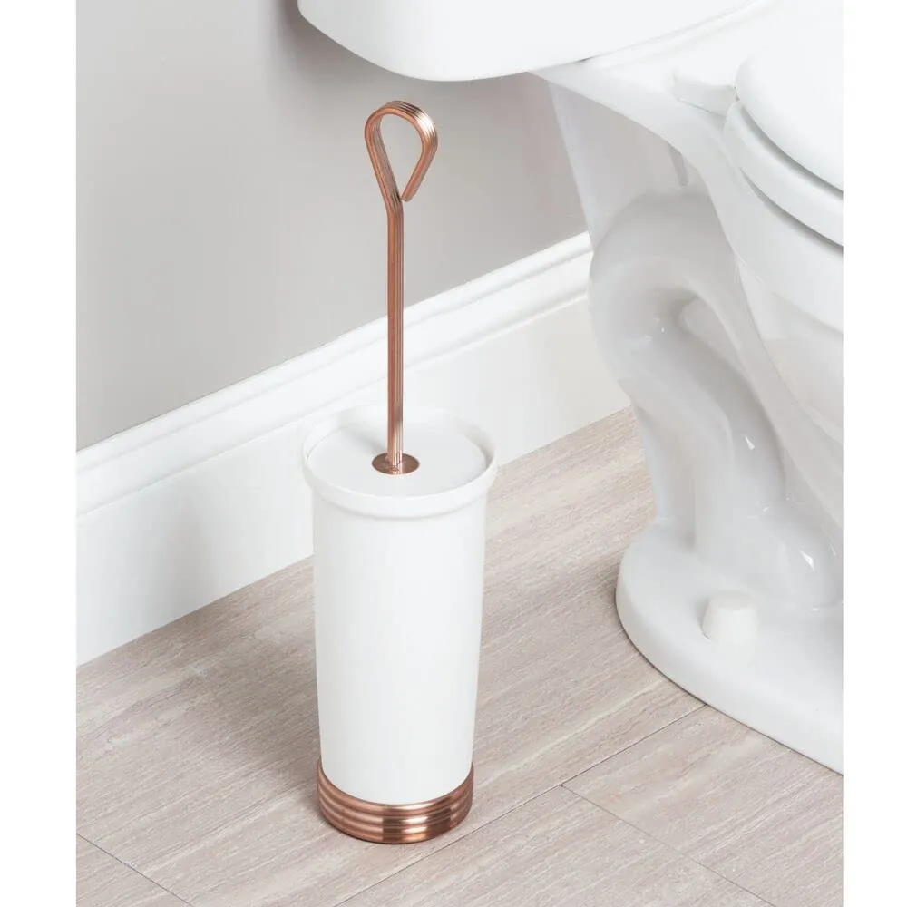mDesign Toilettenbürste mit Halter weiß-rotgold Kunststoff