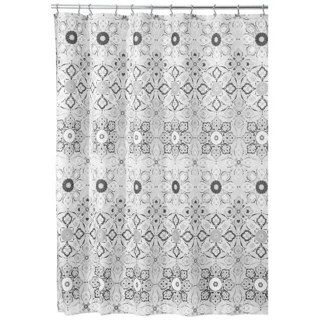 mDesign Medaillon Duschvorhang 183x183 cm schwarz-grau