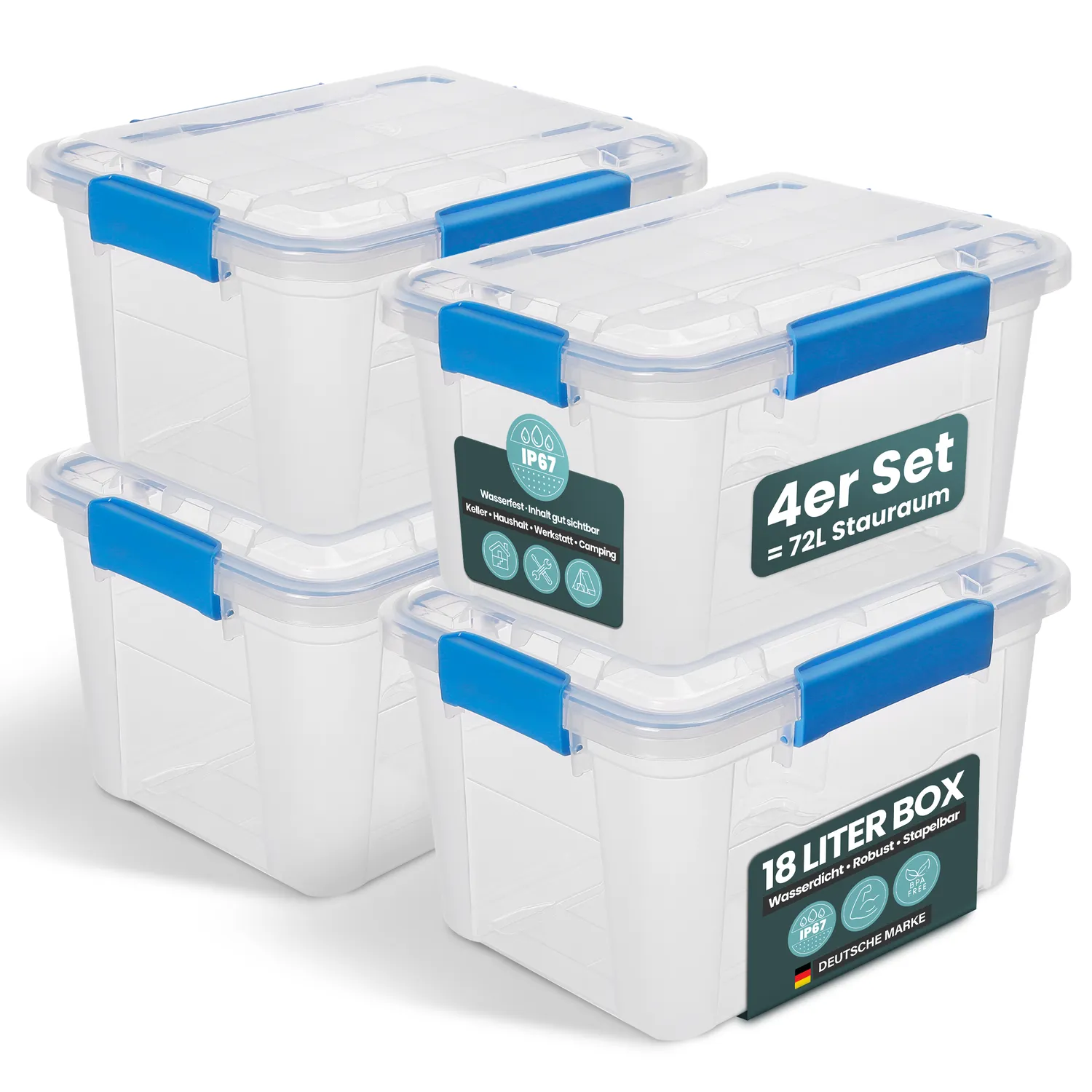 Kreher Box IP67 Aufbewahrungsbox 2x11,4L mit Deckel wasserdicht