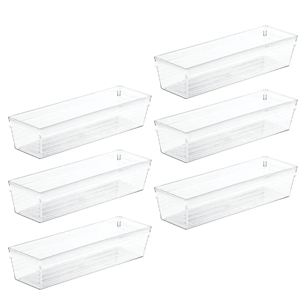 mDesign Besteckkasten Transparent Schubladenbox Kunststoff 6 Stück Box
