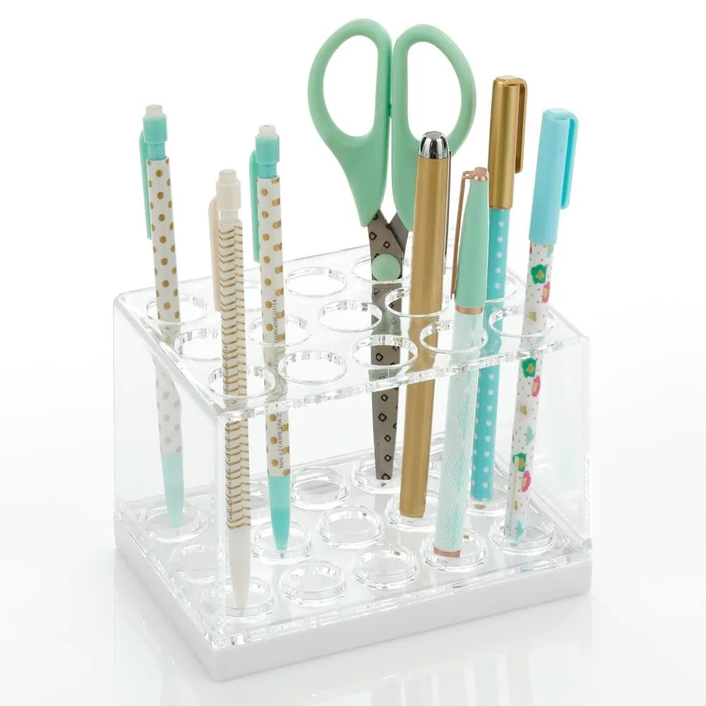 mDesign Kosmetik Organizer 15 Fächer transparent-weiß für Stifte
