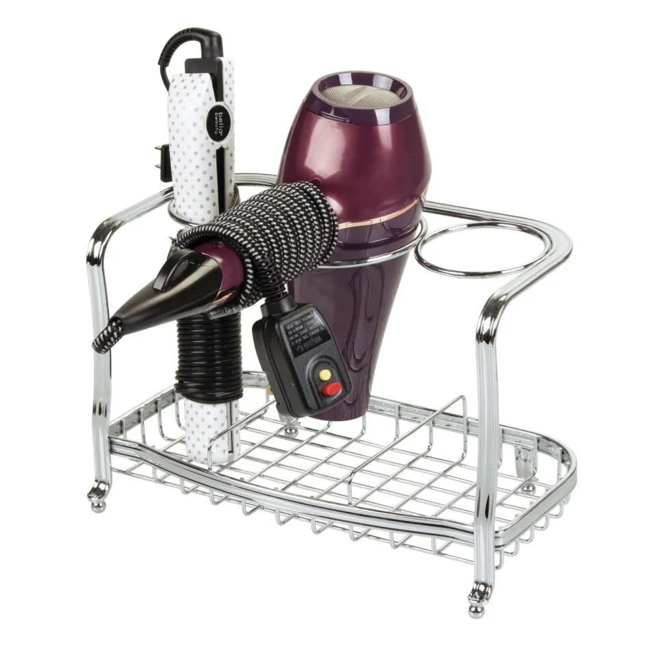 mDesign Fönhalter freistehend silber Badorganizer Stylingstation