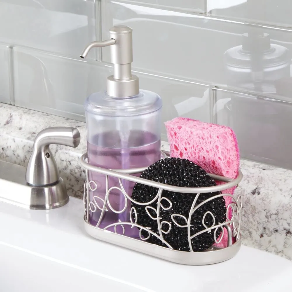 mDesign Seifenspender mit Schwammhalter 370 ml transparent