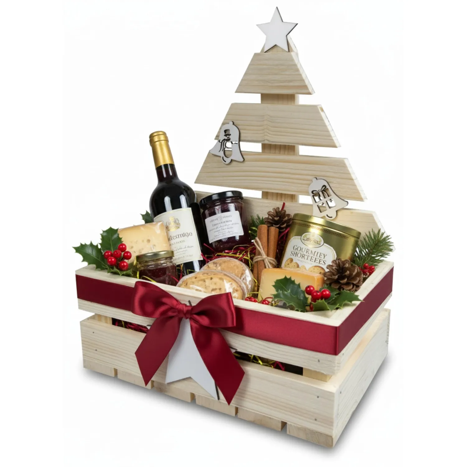 GoodFreshDecor Holzkiste Weihnachten Tannenbaum Kiste 30x20x40