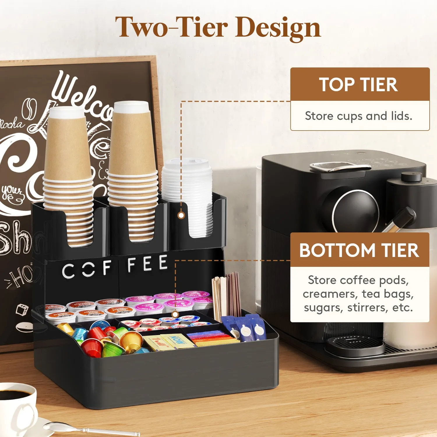 Lifewit Kaffee Organizer 2-stöckig 10 Fächer