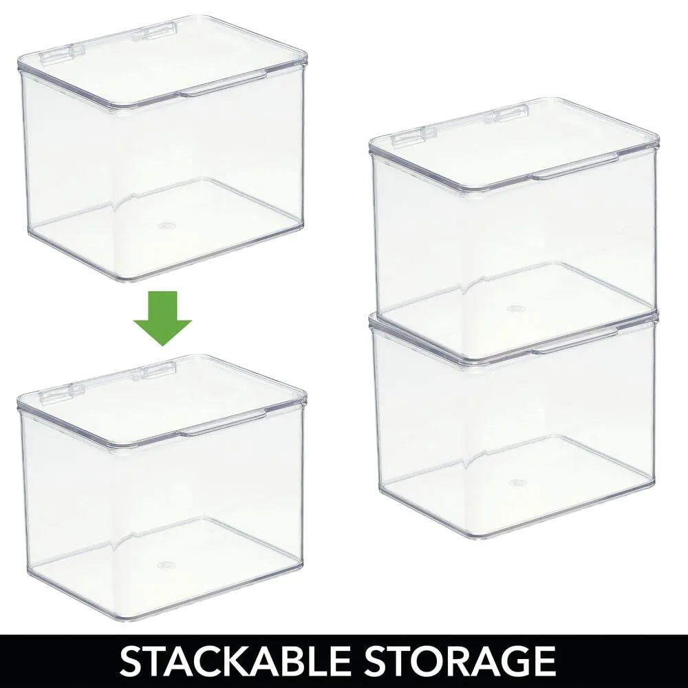 mDesign Aufbewahrungsbox Kunststoff transparent 4er-Set Deckel
