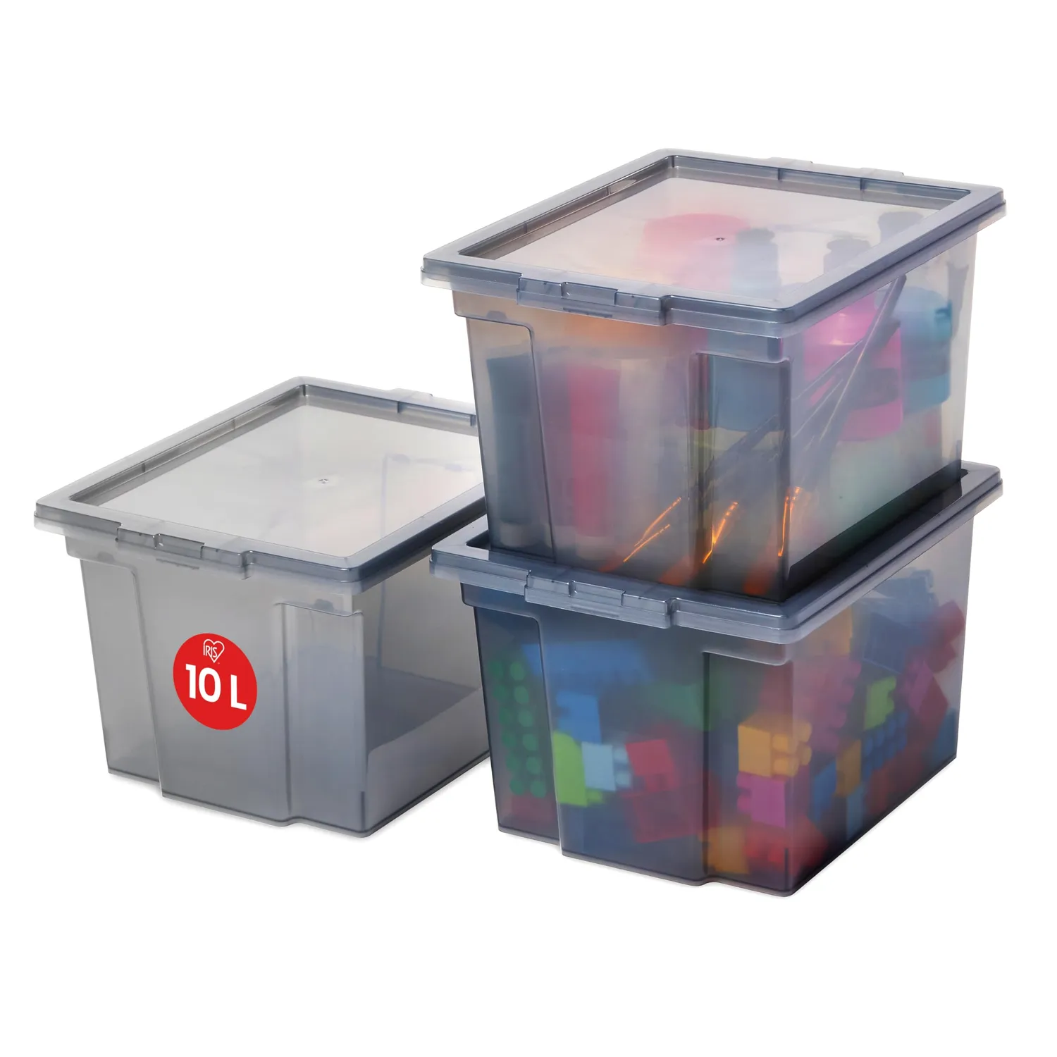 Iris Ohyama MCB-50 Aufbewahrungsbox 50L 3er-Set transparent