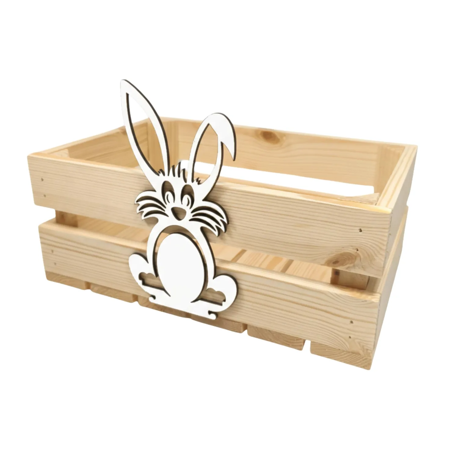 GoodFreshDecor Holzkiste Ostern 30x20x12 cm Naturfarbe Hase