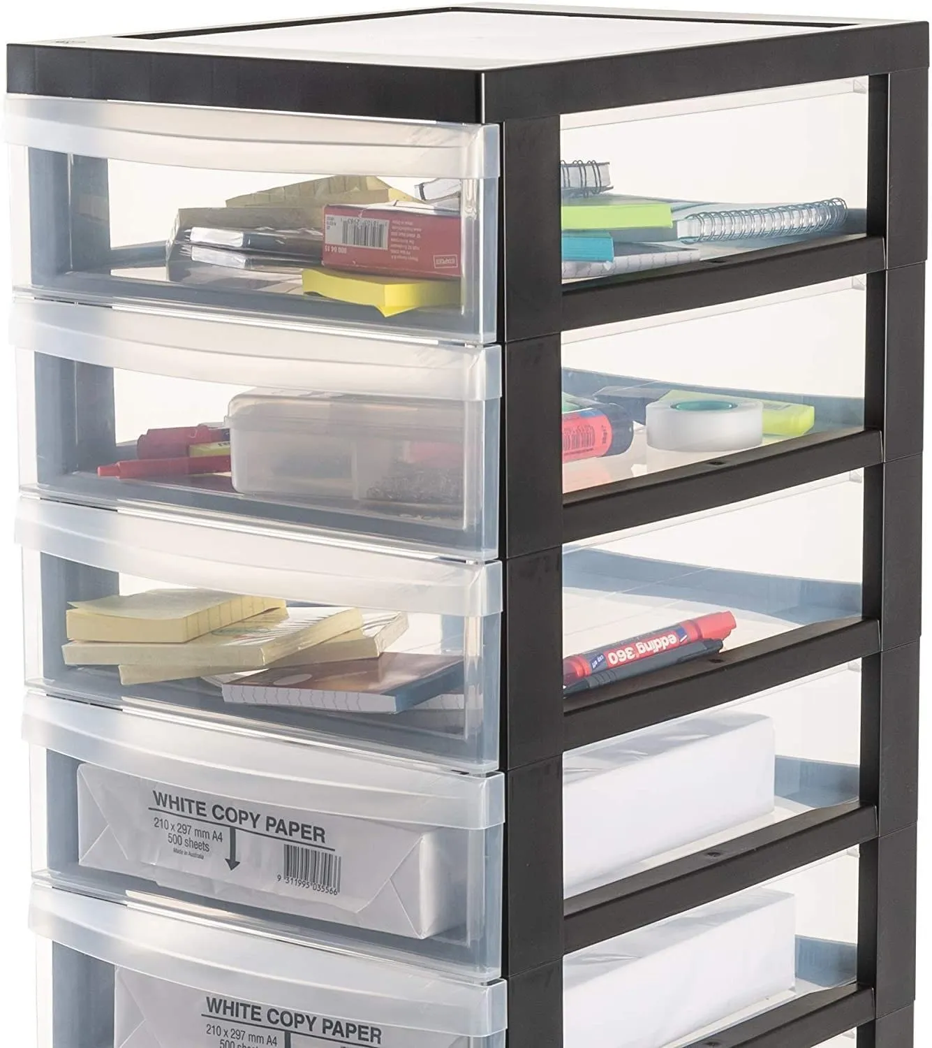 Iris Ohyama DC-010 Rollcontainer Schwarz 10 Schubladen A4