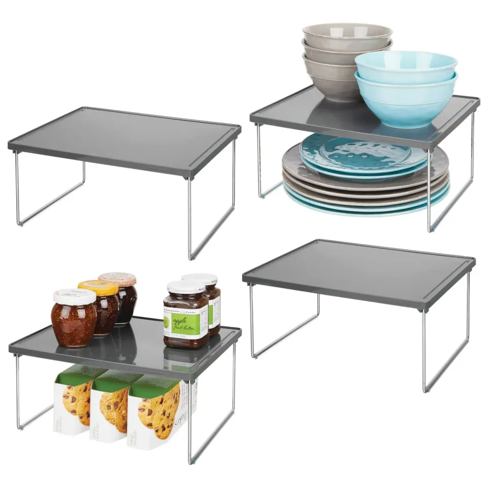 mDesign 06878MDKEU Küchenregal 4er-Set grau faltbar